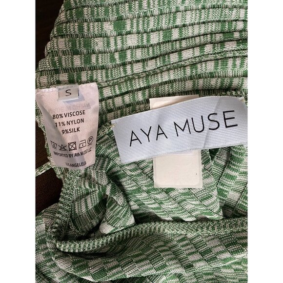 Aya Muse Womens Cut Out Printed Sheath Mini Dress Small Green Viscose Blend - Picture 6 of 7